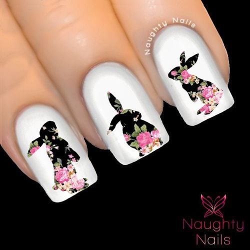 Bunny in ANASTACIA FLORAL Accent Nail Water Transfer Decal Sticker Art Tattoo