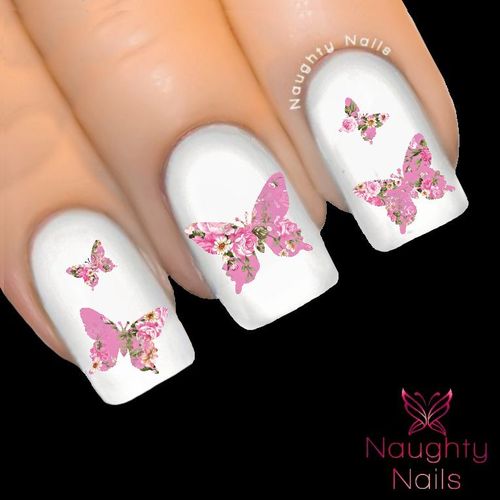 BUTTERFLY in ABIGAIL FLORAL Accent Nail Water Transfer Decal Sticker Art Tattoo