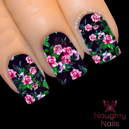 CHRISTINA FLORAL Accent Full Cover Nail Water Transfer Decal Sticker Art Tattoo