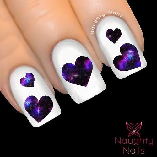 HEART in CELESTIAL GALAXY Accent Nail Water Transfer Decal Sticker Art Tattoo