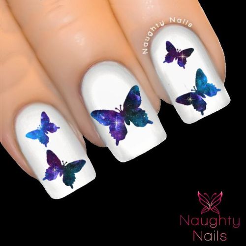 BUTTERFLY in COSMOS GALAXY Accent Nail Water Transfer Decal Sticker Art Tattoo