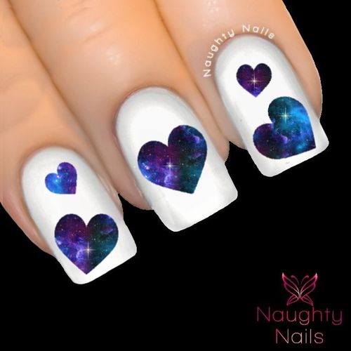 HEART in COSMOS GALAXY Accent Nail Water Transfer Decal Sticker Art Tattoo