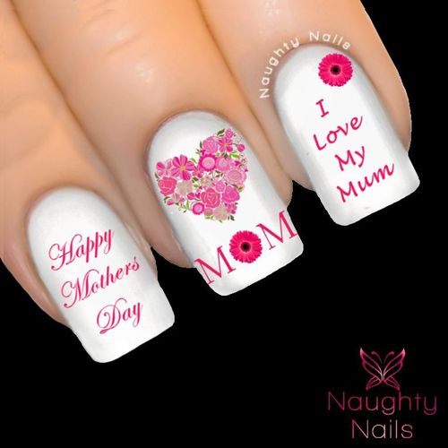 MOTHERS DAY in PINK Nail Water Transfer Decal Sticker Art Tattoo