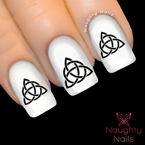 Onyx TRIQUETRA Celtic Nail Water Transfer Decal Sticker Art Tattoo Wicca Witchcraft