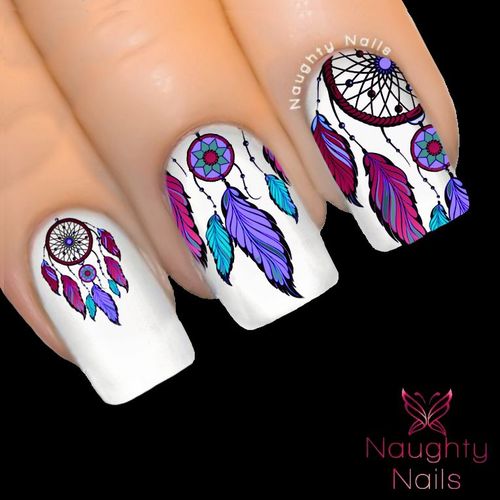 ENCHANTED DREAM CATCHER Nail Water Transfer Decal Sticker Art Tattoo Feather