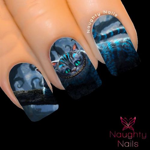 CHESHIRE CAT Alice in Wonderland Full Cover Nail Water Transfer Decal Sticker Art Tattoo