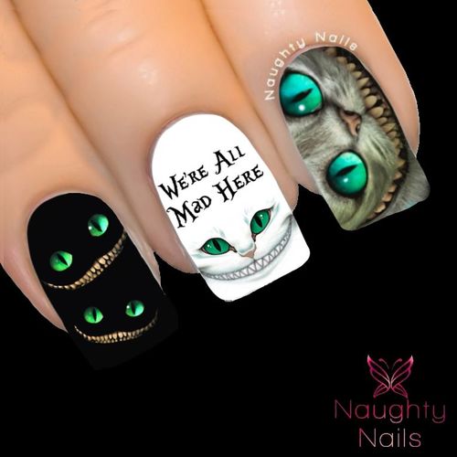 ALL MAD Cheshire Cat Alice in Wonderland Full Cover Nail Water Transfer Decal Sticker Art Tattoo