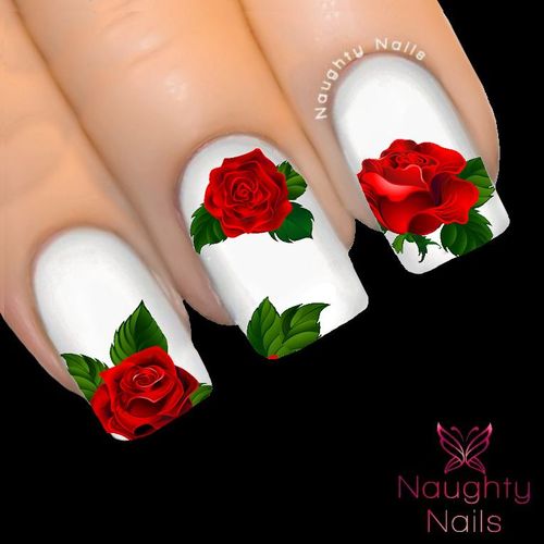 MAJESTIC RED ROSE Nail Water Transfer Decal Sticker Art Tattoo