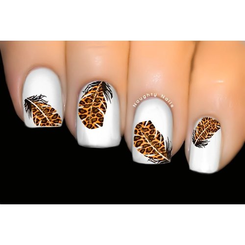 Animal Print Leopard - FEATHER Nail Art Water Transfer Decal Sticker