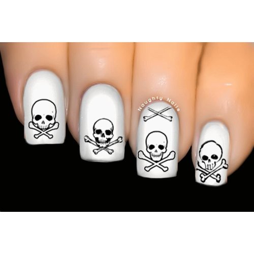 Skull & Bones - WICKED Halloween Nail Art Water Tattoo Decal Sticker BLE-1196