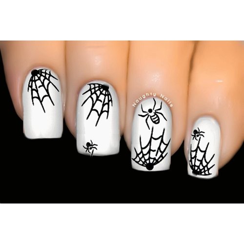 Black Spider Web - WICKED Halloween Nail Art Water Tattoo Decal Sticker D-019