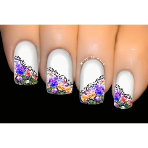 Floral Lace Nail Water Transfer Decal Sticker Art Tattoo