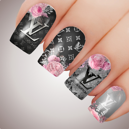 LV VIP PINK ROSE Full Cover Nail Decal Water Sticker Slider Art