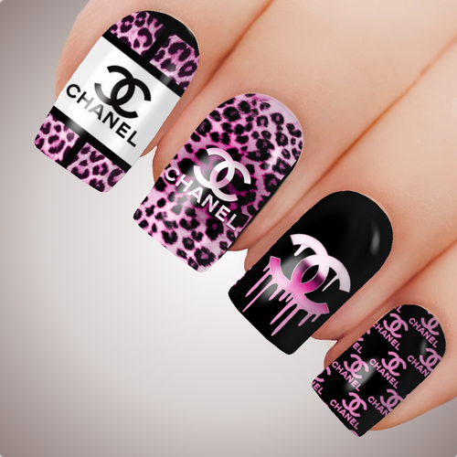 CC PINK LEOPARD Luxe Full Cover Nail Decal Water Sticker Slider Art
