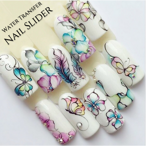 Spring Flowers Floral Butterflies Nail Water Transfer Decal Sticker Art Slider