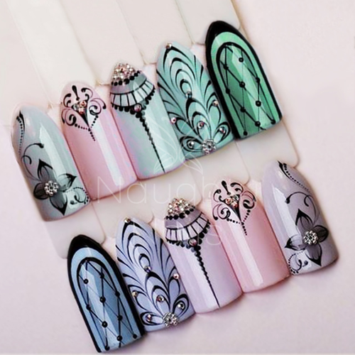 Ornate Twirls Nail Water Transfer Decal Sticker Art Slider Swirls Curls Victorian Elegant