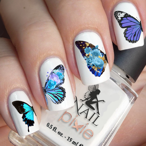 FLORAL WHISPERS BUTTERFLY Wing Nail Decal Art Water Slider Sticker Transfer