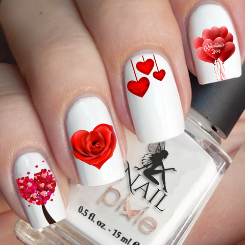 ROMANTIC ROSE Nail Decal Art Water Slider Sticker Transfer Valentines Day