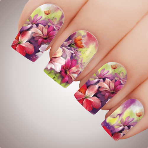 PAINTED DREAM Floral Full Cover Nail Decal Art Water Slider Transfer Tattoo Sticker
