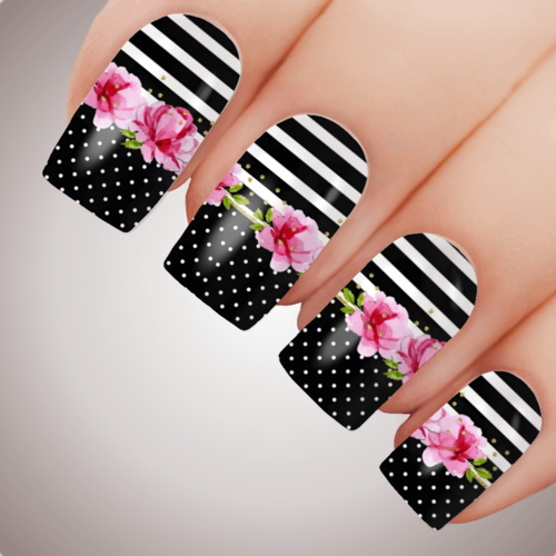 PIN-UP FLOWER Floral Full Cover Nail Decal Art Water Slider Transfer Tattoo Sticker