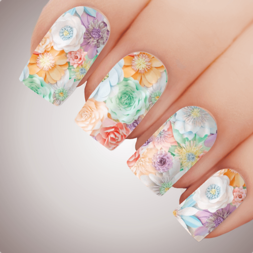 CANDY FLOWER Floral Full Cover Nail Decal Art Water Slider Transfer Tattoo Sticker