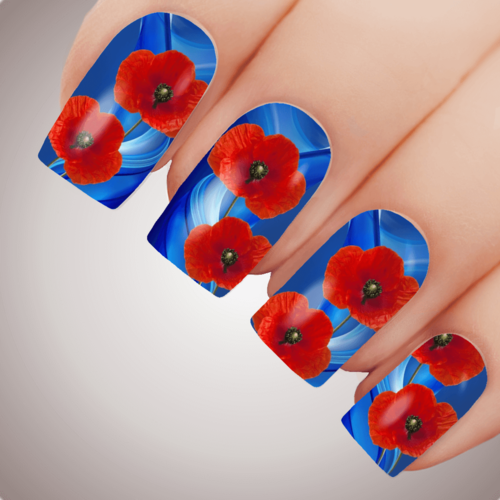 ETHEREAL POPPY Anzac Rememberance Day Nail Decal Art Water Slider Transfer