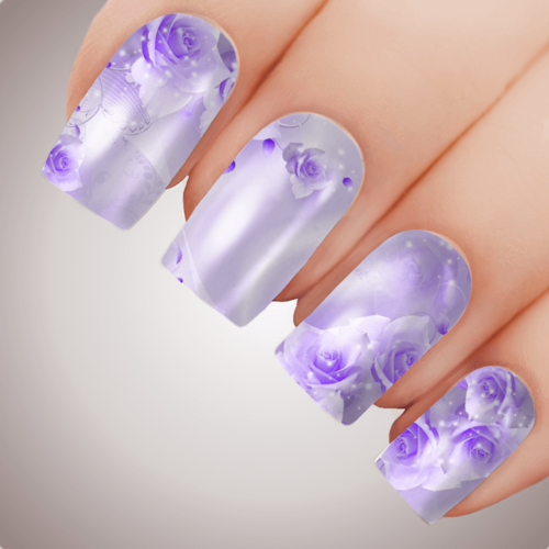PURPLE EBB & FLOW Floral Full Cover Nail Decal Art Water Slider Transfer