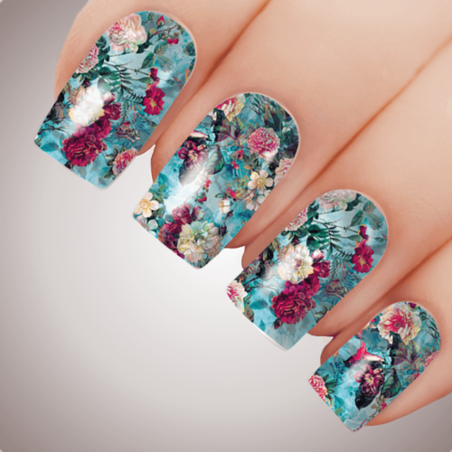 EXOTIC BELLE Floral Full Cover Nail Decal Art Water Slider Transfer