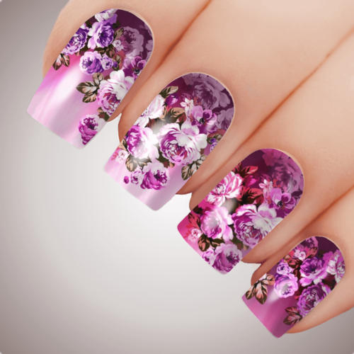 BOUTIQUE ROSE Floral Full Cover Nail Decal Art Water Slider Transfer