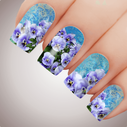 ENCHANTING PANSY Floral Full Cover Nail Decal Art Water Slider Transfer