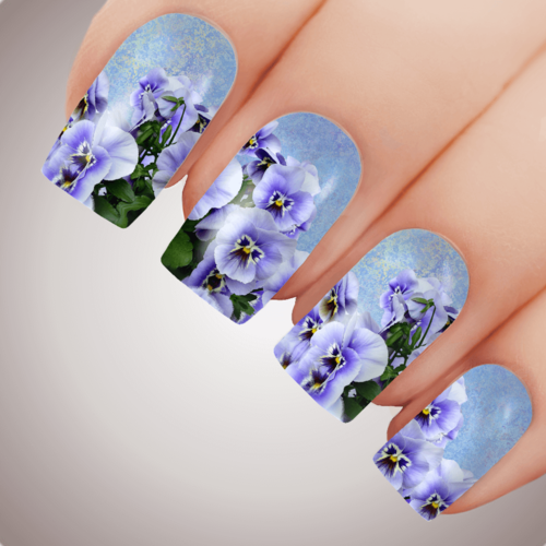 BEWITCHING PANSY Floral Full Cover Nail Decal Art Water Slider Transfer