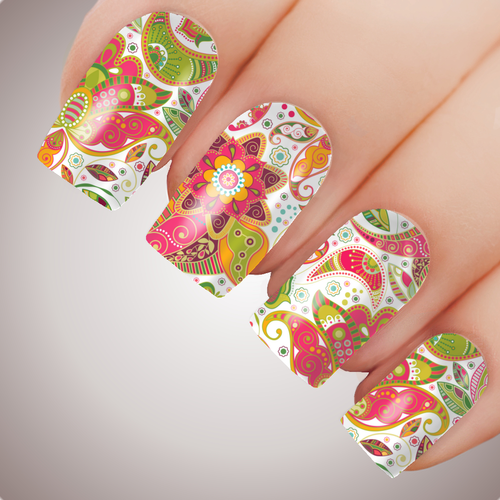 Garden Paisley - ULTIMATE COLLECTION - Full Nail Decal Water Transfer Tattoo