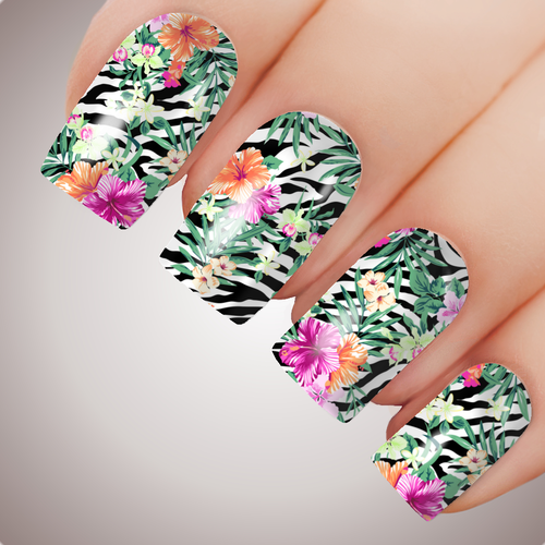 Tropical Hibiscus - ULTIMATE COLLECTION - Full Nail Art Decal Water Transfer Tattoo