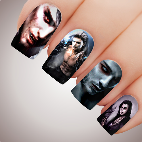 VAMPIRE HUNGER - Scary Halloween Horror Blood Full Nail Art Decal Water Transfer Tattoo