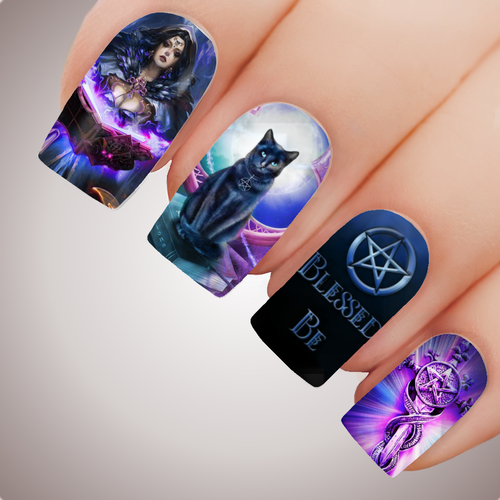 ENCHANTED WITCHCRAFT - Halloween Witch Pagan Full Nail Art Decal Water Transfer Tattoo