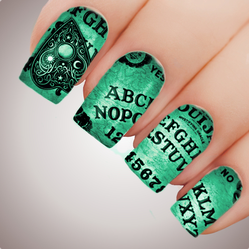 SUMMON in GREEN Oujia Board Full Cover Nail Decal Art Water Slider Sticker Occult