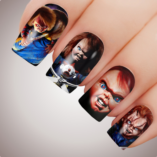 CHUCKY Childs Play Horror Full Cover Halloween Nail Decal Art Water Slider Sticker 