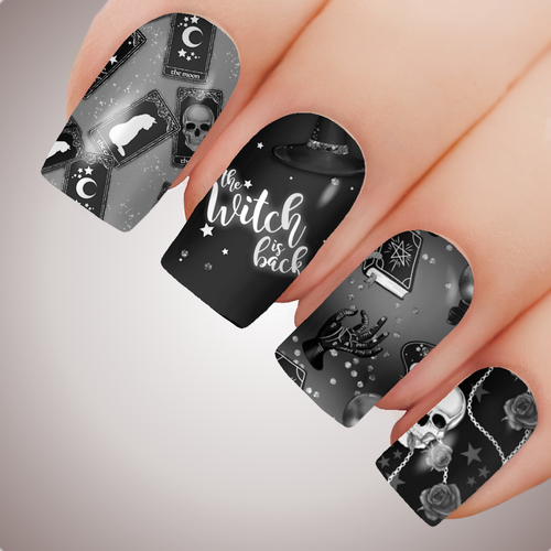 WITCH is BACK Shadow Full Cover Halloween Nail Decal Art Water Slider Sticker