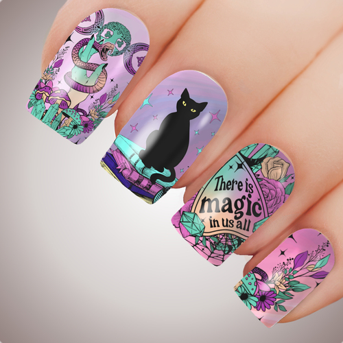 PASTEL WITCH VIBES Halloween Full Cover Magick Nail Decal Art Water Slider Sticker 