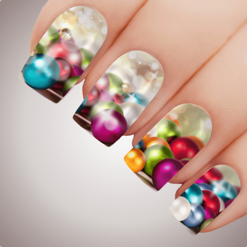 SWEET BAUBLES Christmas Nail Decal Water Transfer Xmas Sticker Tattoo