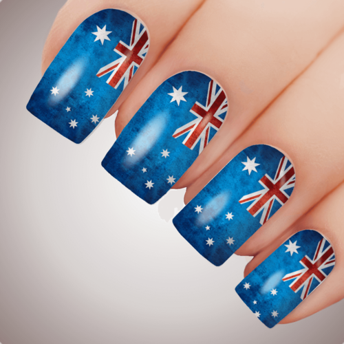 Faded Grunge Flag Australia Day Nail Decal Water Transfer Sticker Tattoo