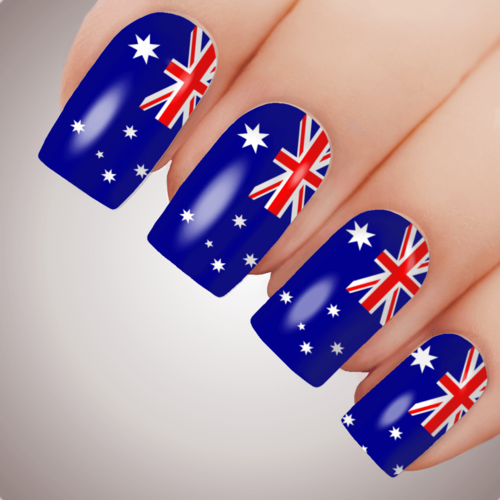 AUSSIE FLAG Australia Day Nail Decal Water Transfer Sticker Tattoo