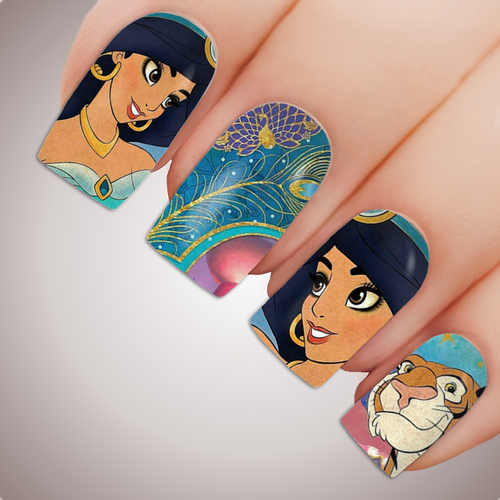 Jasmine Aladdin Disney Full Cover Nail Decal Art Water Slider Sticker Princess