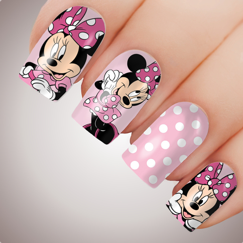 PINK MINNIE MOUSE Full Cover Nail Decal Art Water Slider Sticker Anime