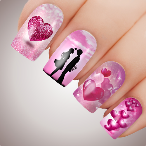 SWEET HEARTS Full Cover Nail Decal Art Water Valentines Sticker Love
