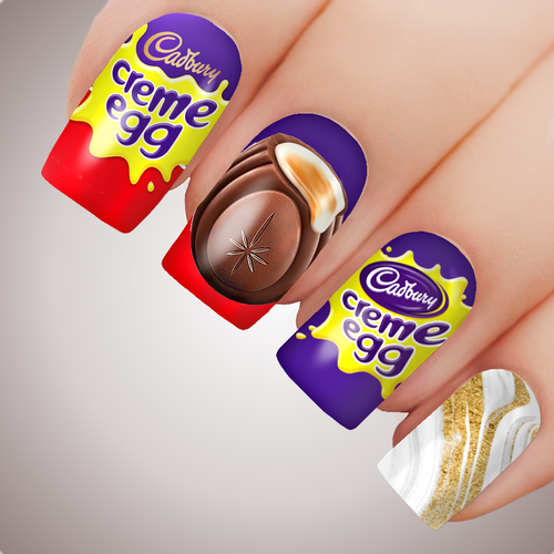 CHOCOLATE EGG Easter Full Cover Nail Decal Art Water Slider Sticker 