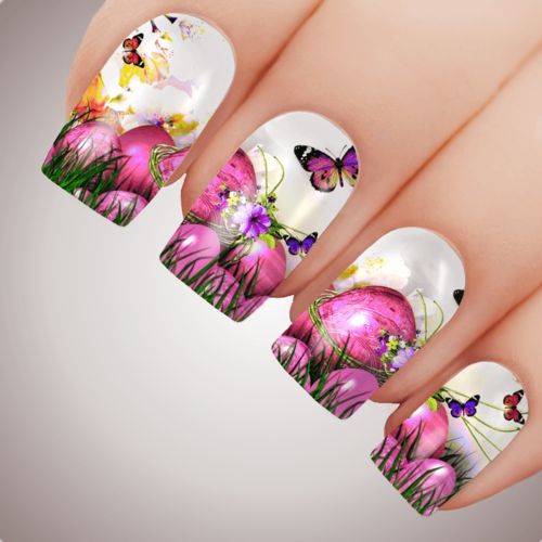 PINK Spring Easter Blossom Nail Art Water Decal Transfer Sticker Tattoo