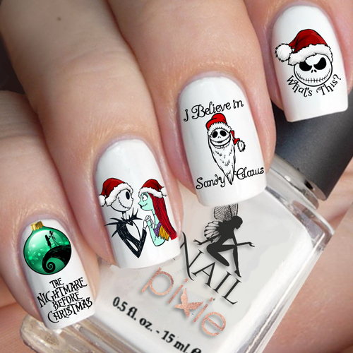 SANDY CLAWS Nightmare Before Christmas Nail Decal Xmas Water Transfer Sticker Tattoo