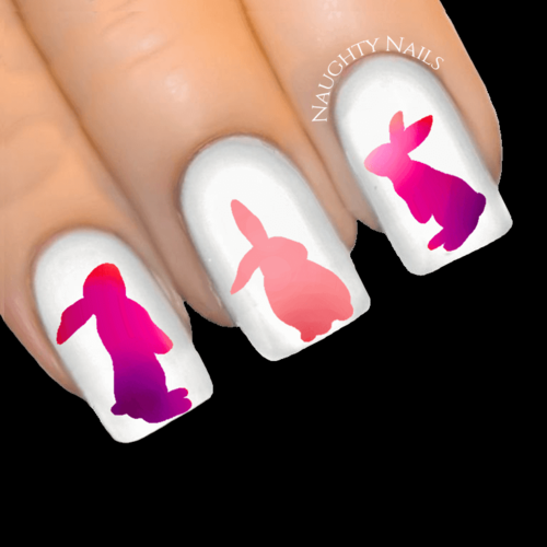 TWILIGHT OMBRE Bunny Easter Rabbit Nail Water Transfer Decal Sticker Art Slider