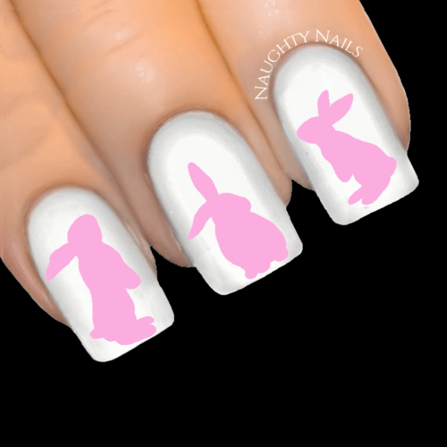 BABY PINK Bunny Easter Rabbit Nail Water Transfer Decal Sticker Art Slider